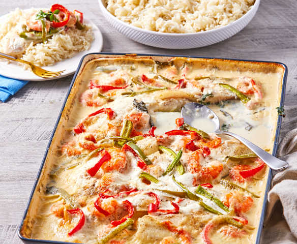 Baked Fish with Shrimp, Vegetables and Basmati Rice (Ben) Baked Fish with Shrimp, Vegetables and Basmati Rice (Ben)