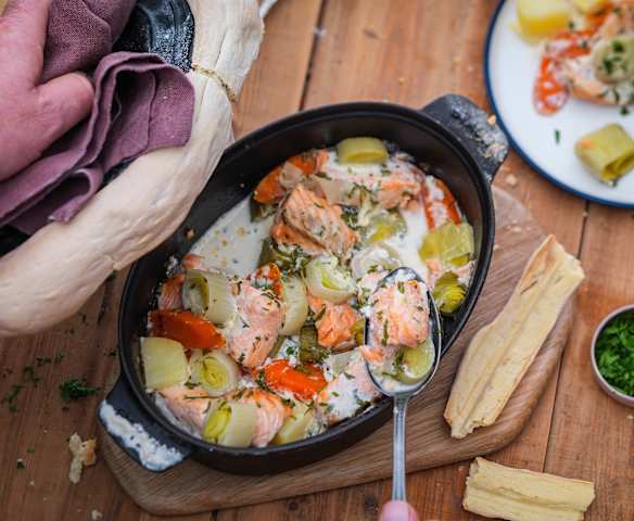 Cocotte de saumon aux petits légumes