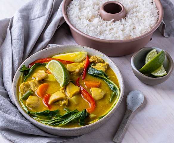 Yellow chicken curry with rice