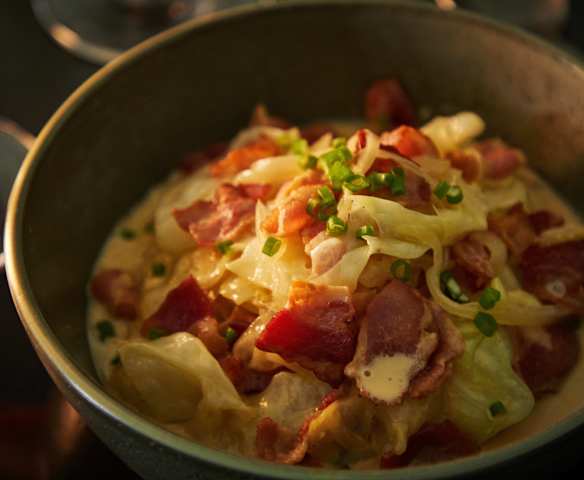 白菜葱花奶油培根