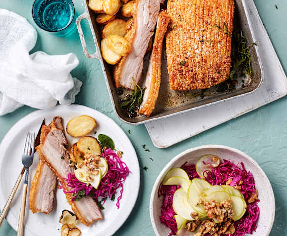 Neroli Pichy's Pork belly with pickled apple and walnut salad