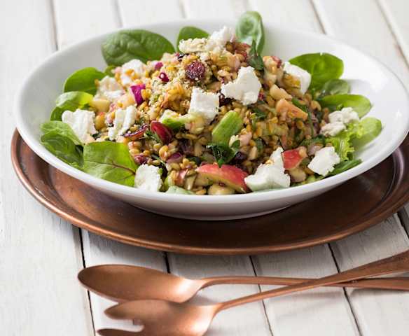 Apple and cranberry farro salad