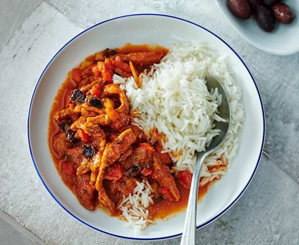 Paprika-Geschnetzeltes mit Reis