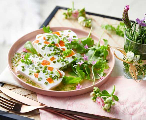 Terrine de légumes de printemps, émulsion de cerfeuil