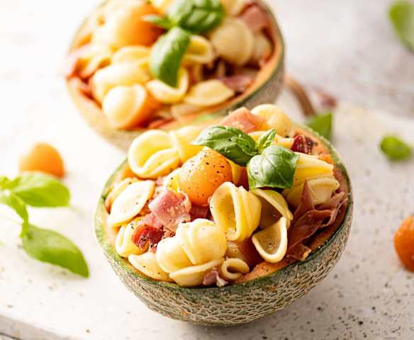 Pasta con melón y jamón