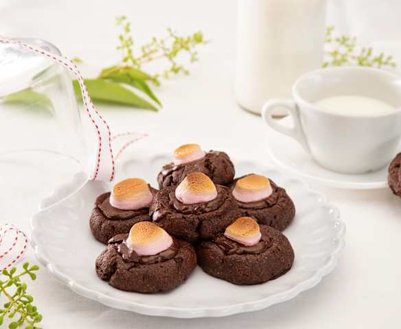 Galletas calientes de chocolate y nubes