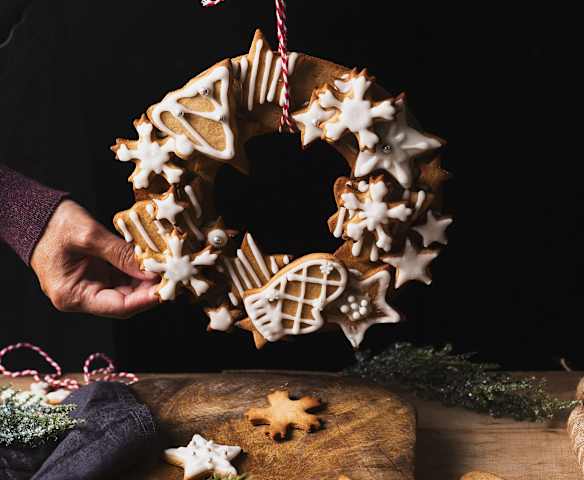 Corona de galletas de Navidad