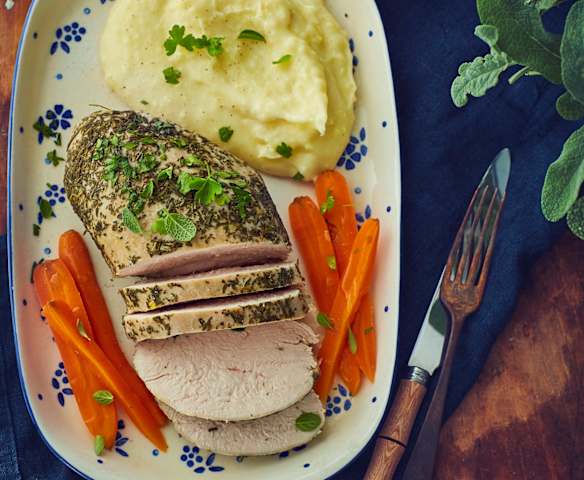 Arrosto di tacchino in salsa tonnata con purè di patate (Bimby Friend)