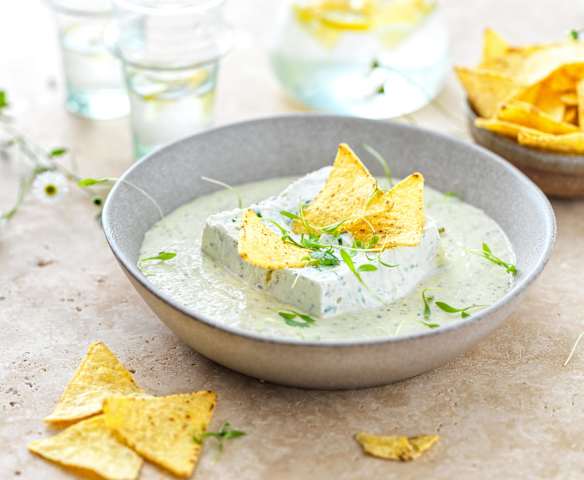 Fromage frais à la coriandre, sauce au curry