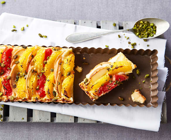 Tarte poires et agrumes à la crème frangipane