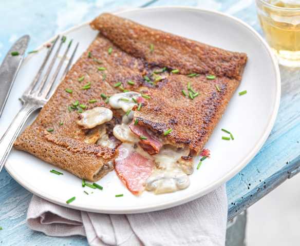 Galette bacon et champignons à la crème