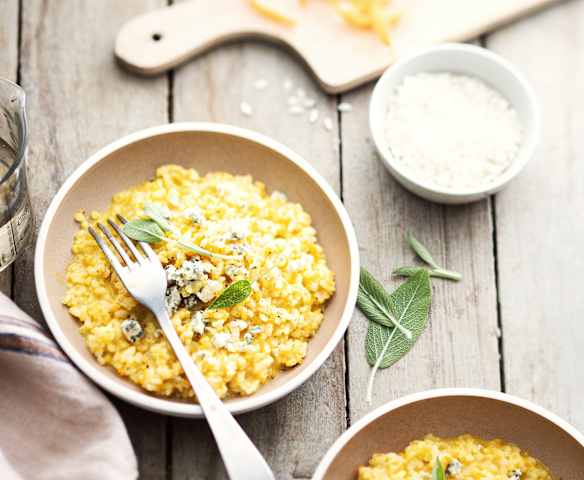 Risotto aux carottes et bleu de Gex