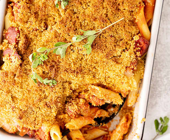 Zapiekanka makaronowa z chorizo