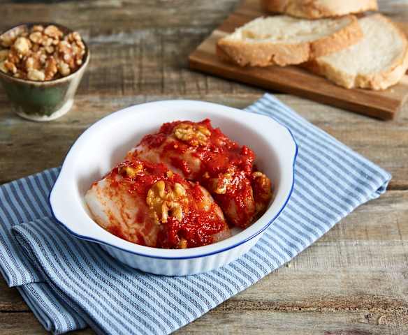 Baccalà sottovuoto con noci alla sarda