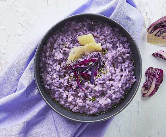 Risotto viola cavolo cappuccio e Casera