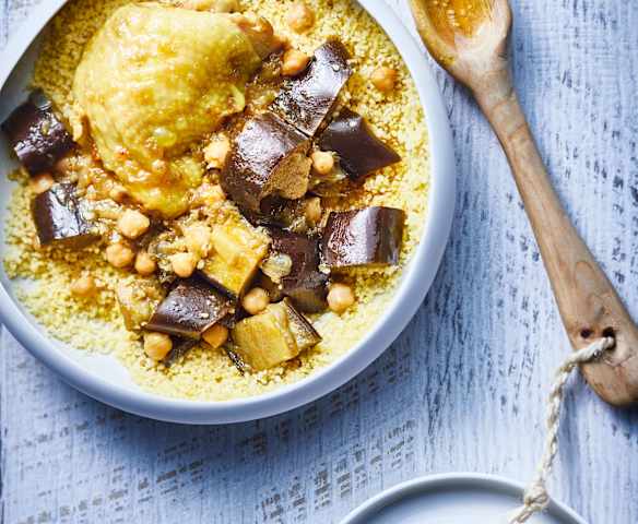 Couscous au poulet et aux aubergines