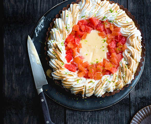 Tarte meringuée au pamplemousse