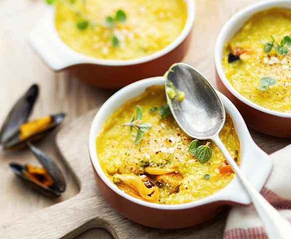 Gratin de moules au curry