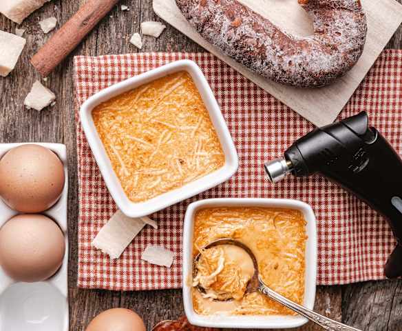 Crème brûlée chorizo et parmesan