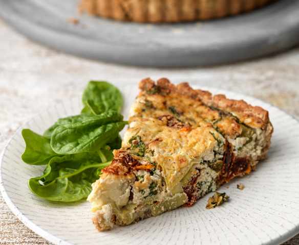 Vegan Sun-dried Tomato and Artichoke Quiche