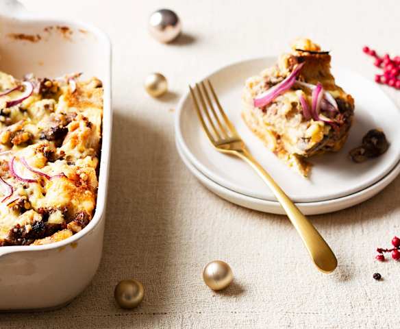 Strata de champiñones y jamón