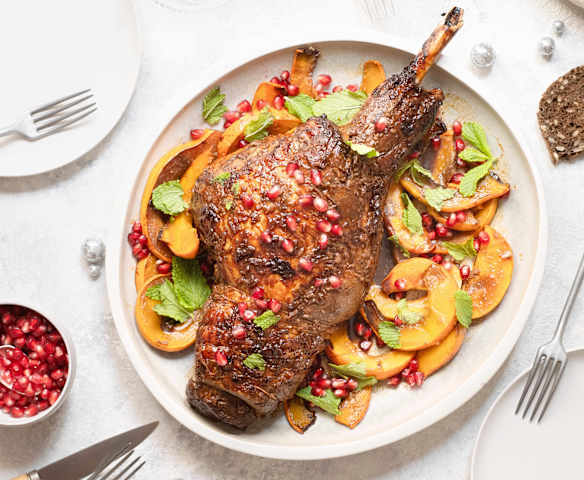 Gigot d'agneau et potirons à la grenade