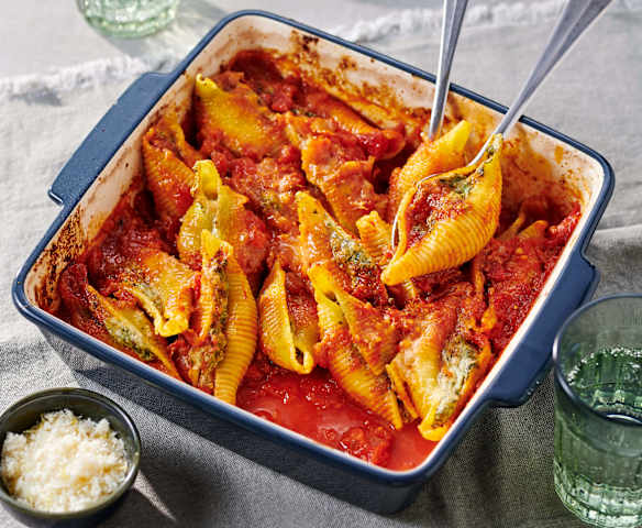 Überbackene Spinatmuscheln