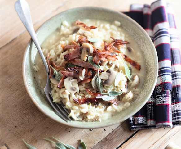 Risotto au bacon et aux champignons de Paris