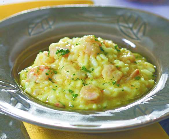 Risoto de camarão com leite de coco Risoto de camarão com leite de coco