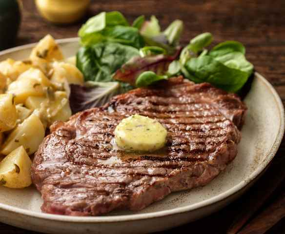 Grilled Sirloin Steaks with French Potato Salad