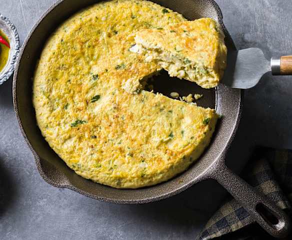 Tortilla de bacalao y verduras