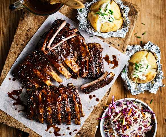 Sticky pork ribs with cheesy coleslaw (Thermomix®️ Cutter, TM6)