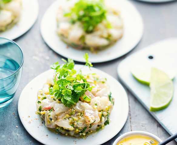 Tartare de bar aux fruits de la Passion