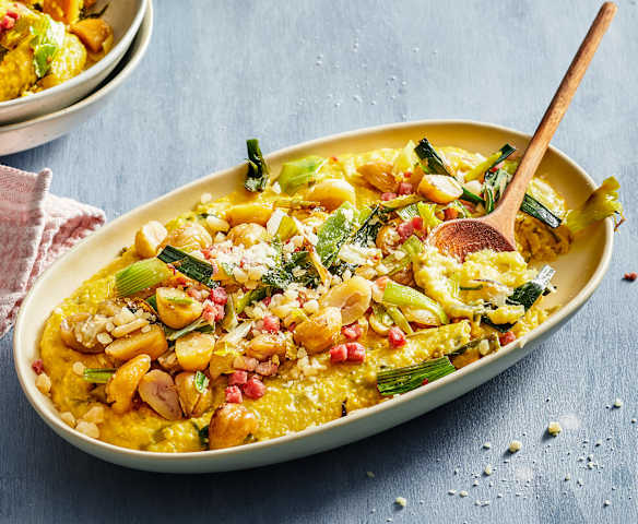 Lauch-Polenta mit Marroni-Topping Lauch-Polenta mit Marroni-Topping