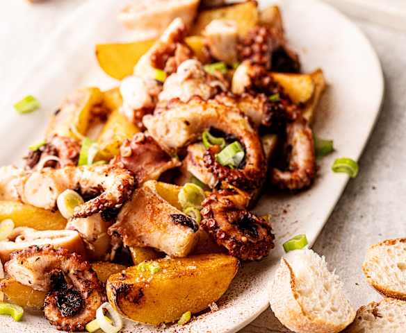 Polpo e patate a Cottura Lenta, grigliato