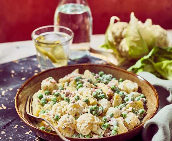 Kartoffel-Blumenkohl-Salat mit Schinken
