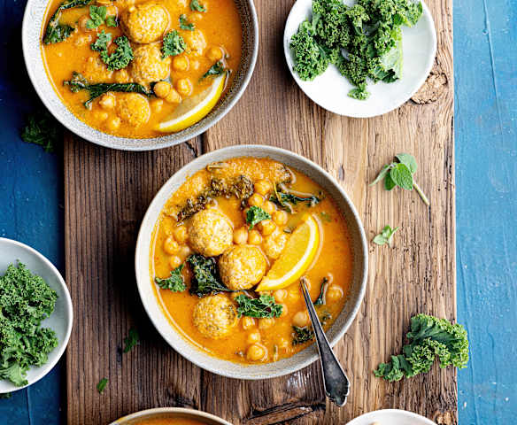Chicken Meatball Soup with Chickpeas