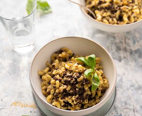 Pâtes aux lentilles et à la saucisse