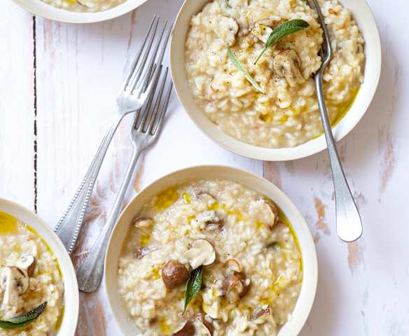 Risotto au bacon et champignons de Paris Risotto au bacon et champignons de Paris