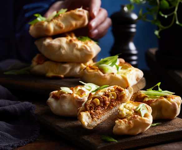 Mini-Tartelettes mit Mais, Hackfleisch und Süßkartoffel