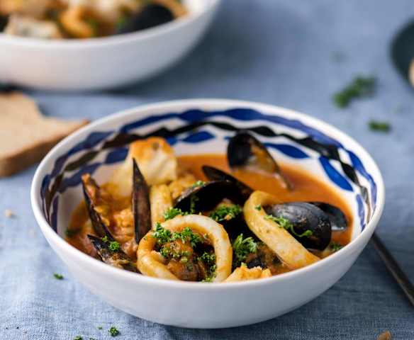 Seafood Soup with Gluten-free Bread