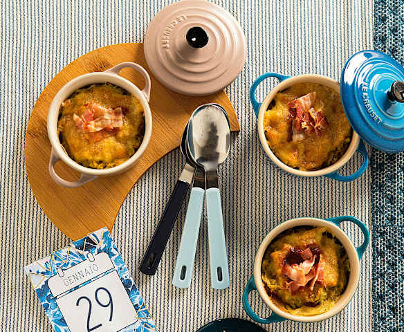 Zuppa gratinata con pancetta e Fontina