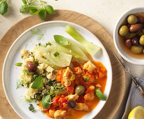 Pui mediteranean cu bulgur Pui mediteranean cu bulgur