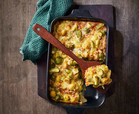 Rosenkohl-Kartoffel-Auflauf mit Maronen