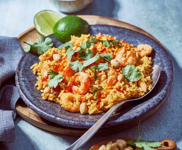 Asia-Reis mit Garnelen