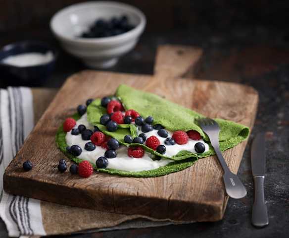 Crepes de tapioca e espinafres sem glúten