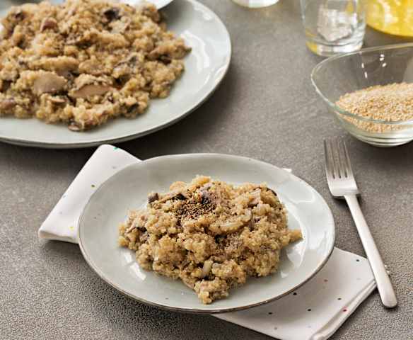 Risotto de quinoa con setas y champiñones