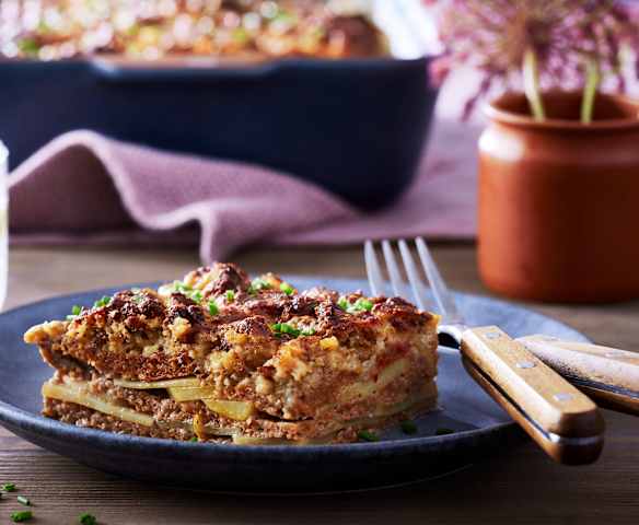 Kartoffel-Hackfleisch-Auflauf mit Röstzwiebelkruste