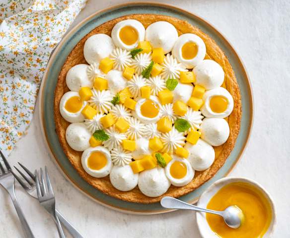 Tarte à la mangue sur sablé breton