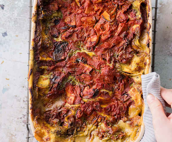 Vegan Wild Mushroom and Cavolo Nero Lasagne with Walnut Rocket Pesto Vegan Wild Mushroom and Cavolo Nero Lasagne with Walnut Rocket Pesto